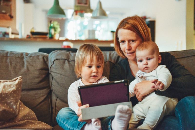 Mother with her children